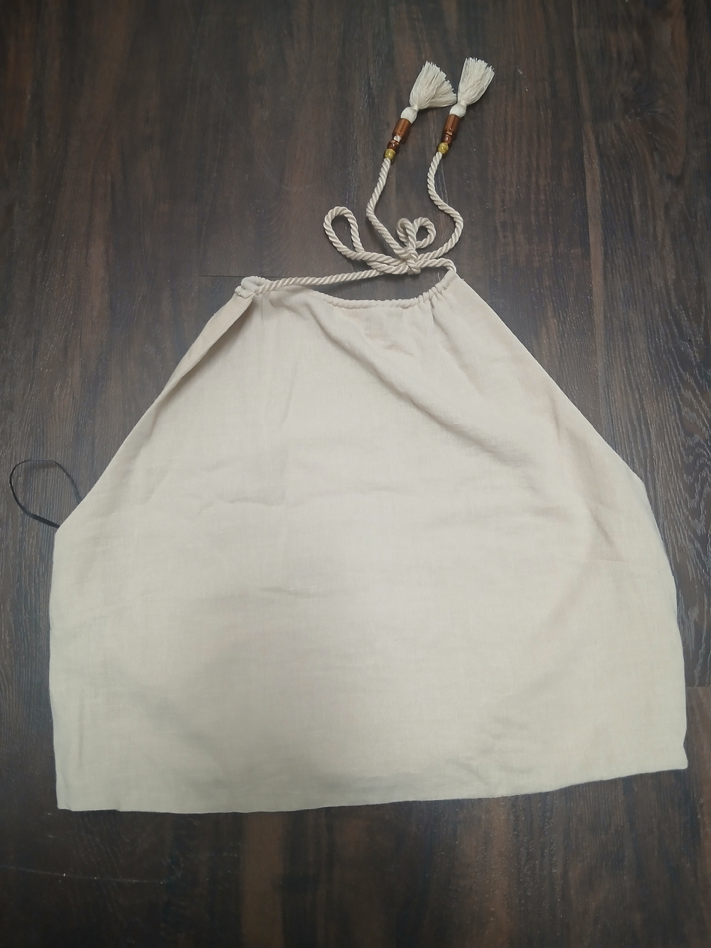 H&M Beige Textured Knit Halter Top with Tassel Tie
